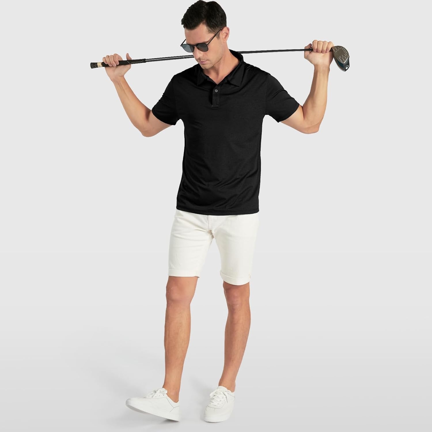 Black Polo Shirts for Men Golf Shirts Short Sleeve Collared Casual Stylish Shirts 3XL