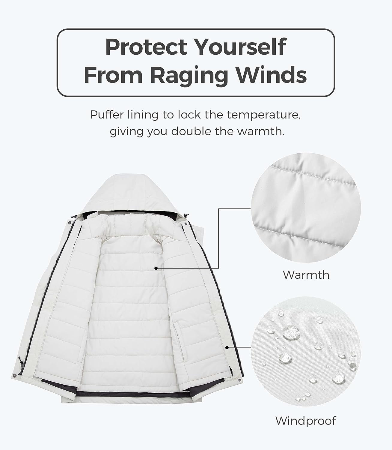 Men'S 3 in 1 Waterproof Ski Snow Jacket Winter Windproof Rain Jacket Snowboarding Jacket