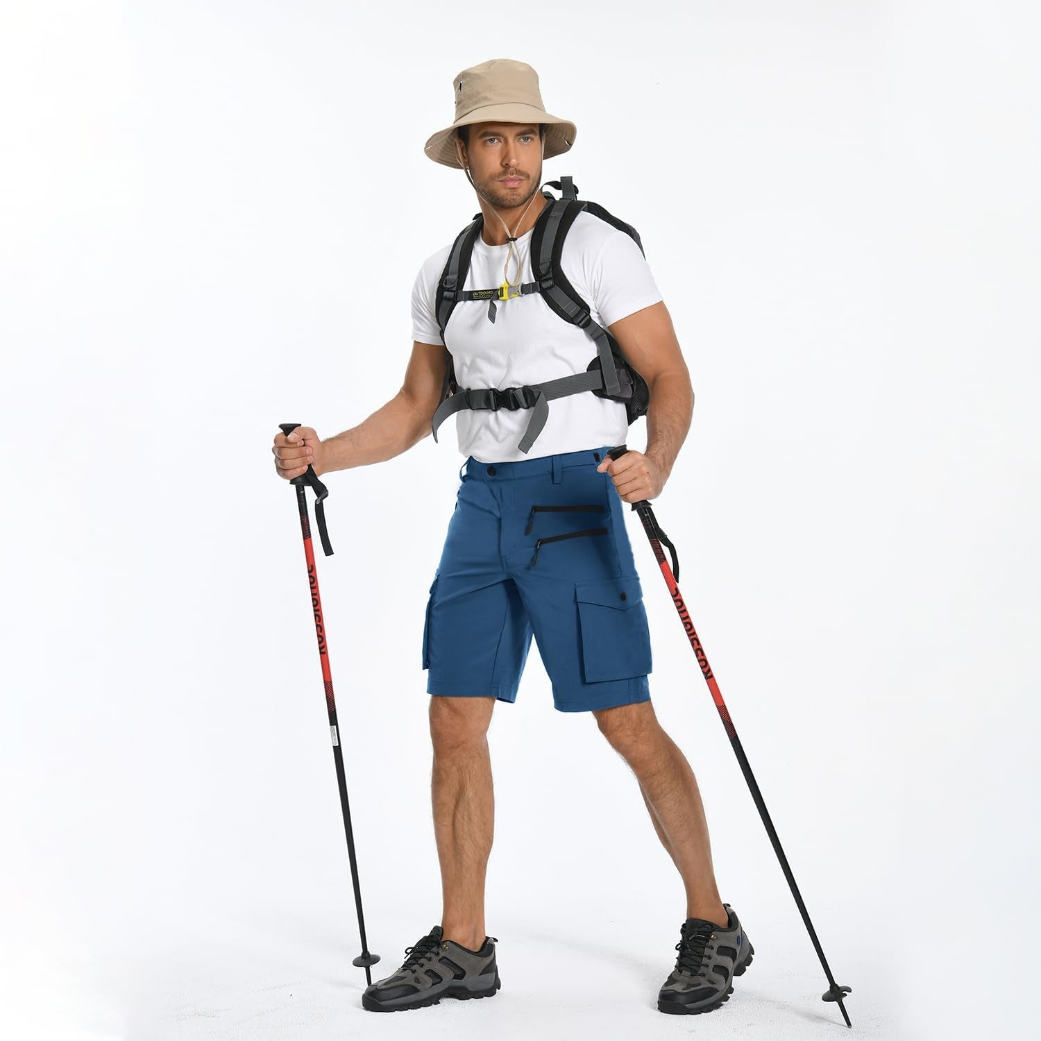 Men'S Mountain Bike Shorts Stretch Hiking Cargo Shorts Quick Dry with Zipper Pocket for Bicycle Cycling Casual Golf