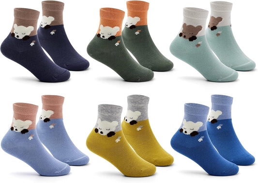 Boys Seamless Toe Socks Kids Cotton Crew Socks Colorful Quarter Socks