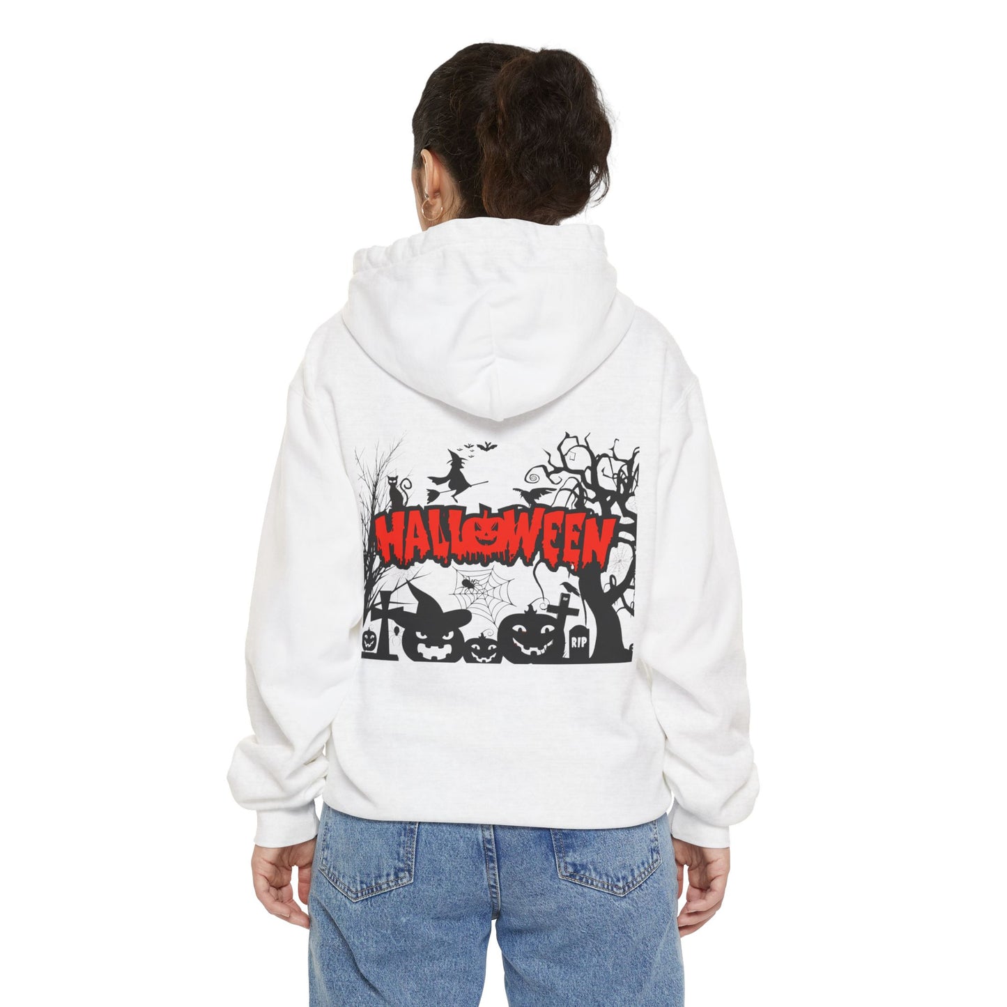 Halloween Unisex Garment-Dyed Hoodie | Cozy Fall Fashion, Spooky Gift for Adults, Perfect for Trick or Treating, Halloween Party Wear