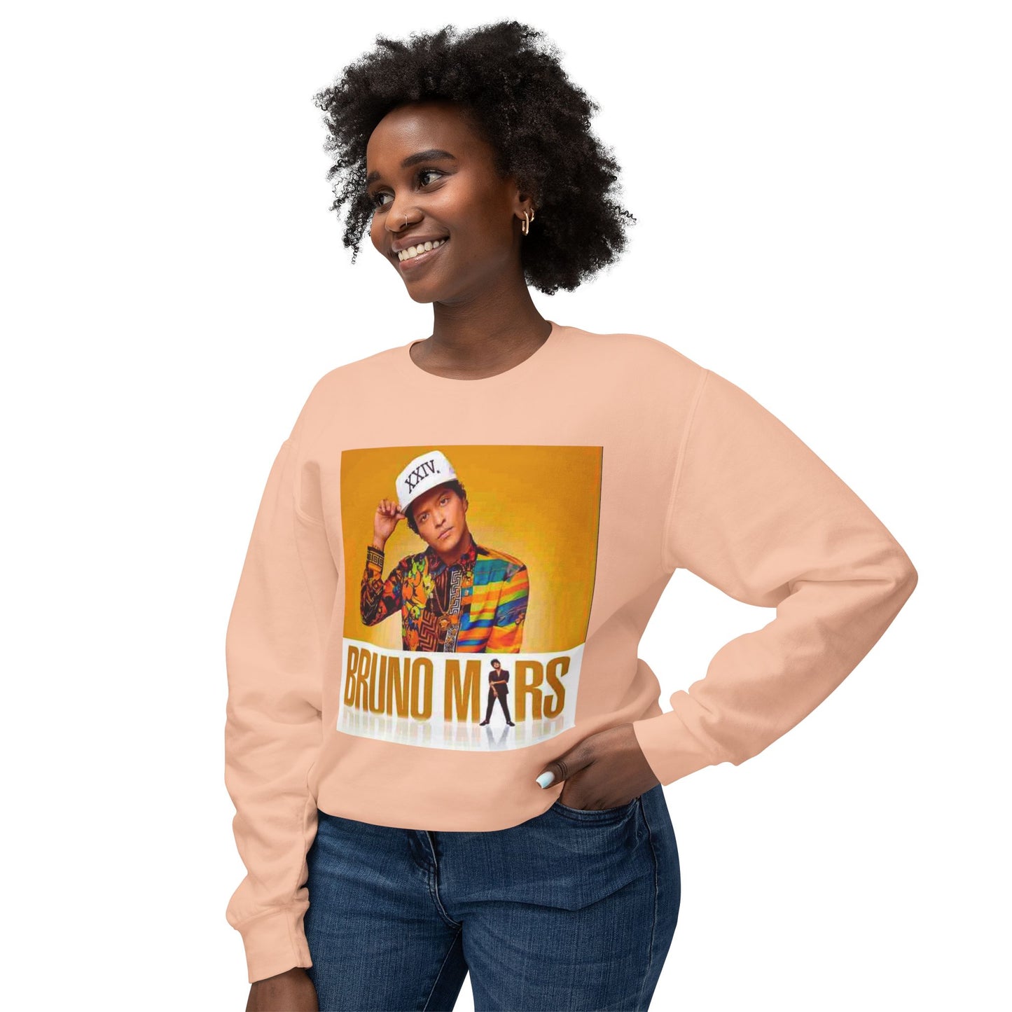 Bruno Mars Inspired Unisex Lightweight Crewneck Sweatshirt - Music Lover Gift, Casual Wear, Concert Outfit, Fan Merchandise, Trendy Apparel