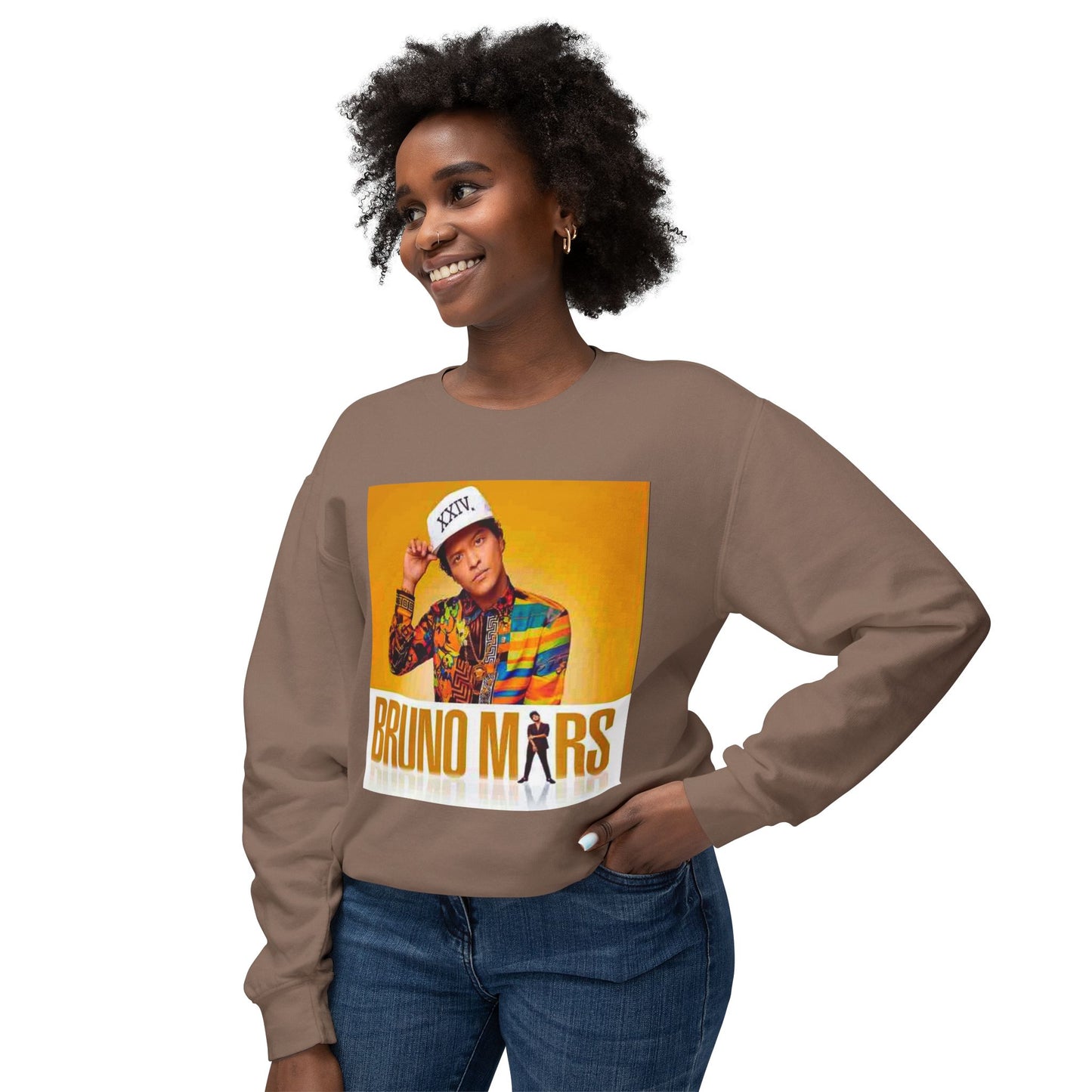Bruno Mars Inspired Unisex Lightweight Crewneck Sweatshirt - Music Lover Gift, Casual Wear, Concert Outfit, Fan Merchandise, Trendy Apparel