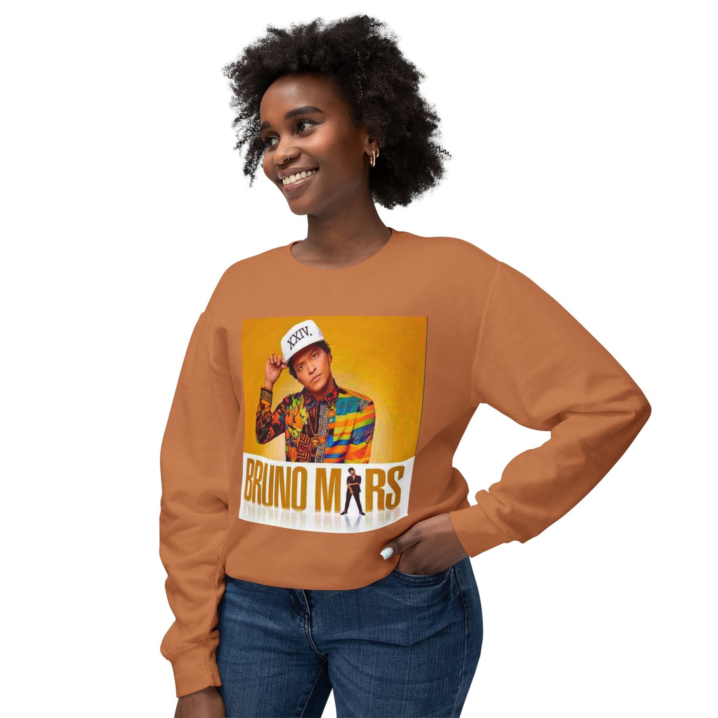 Bruno Mars Inspired Unisex Lightweight Crewneck Sweatshirt - Music Lover Gift, Casual Wear, Concert Outfit, Fan Merchandise, Trendy Apparel