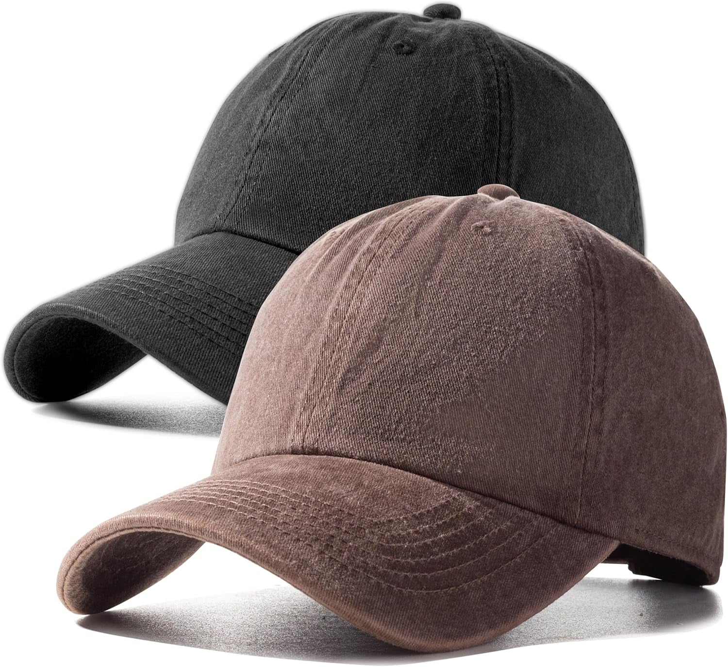 2 Pack Baseball Caps Golf Dad Hats,Ajustable Vintage Washed Cotton Ball Cap for Men Women