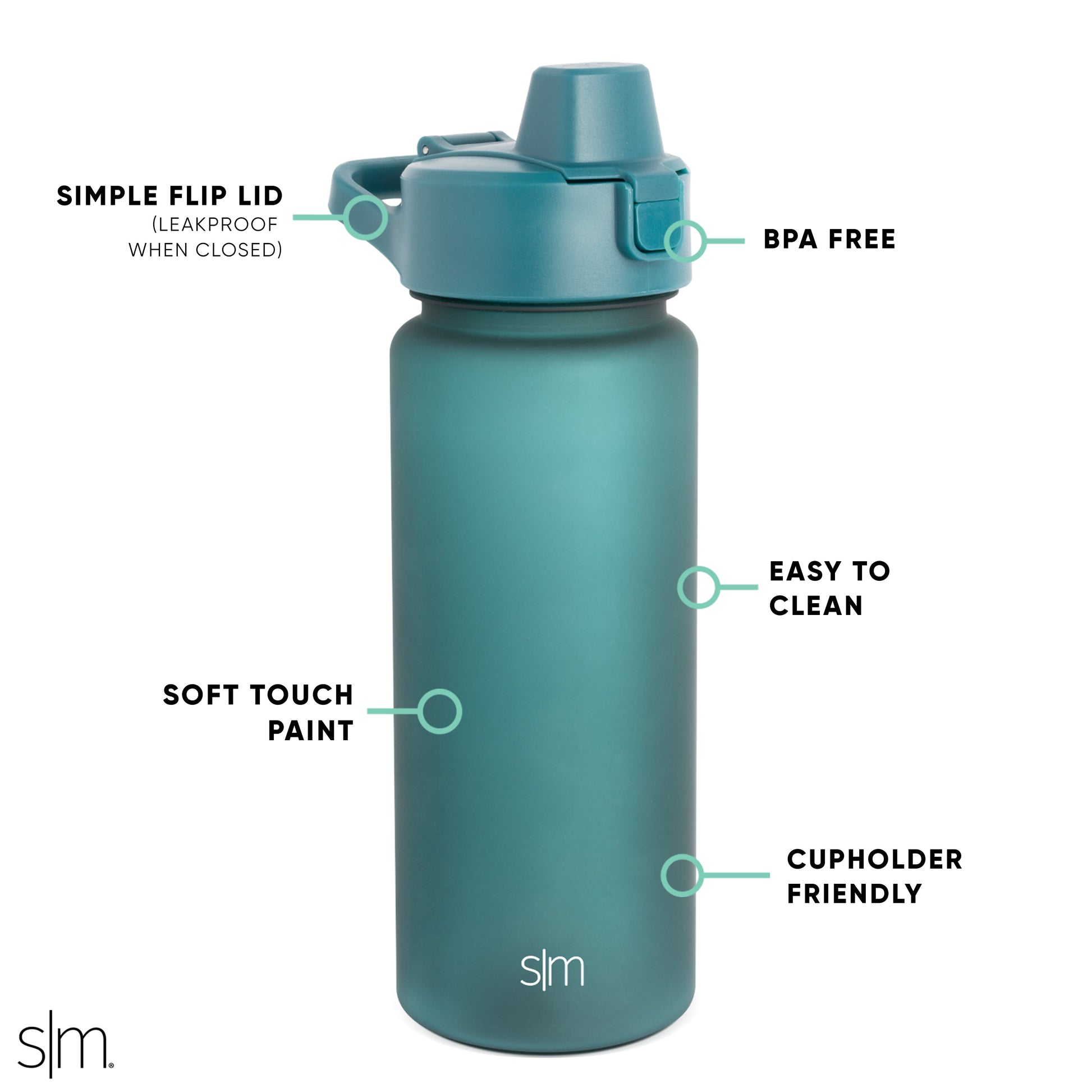 22 Fl Oz Reusable Tritan Summit Water Bottle with Silicone Straw Lid|Riptide