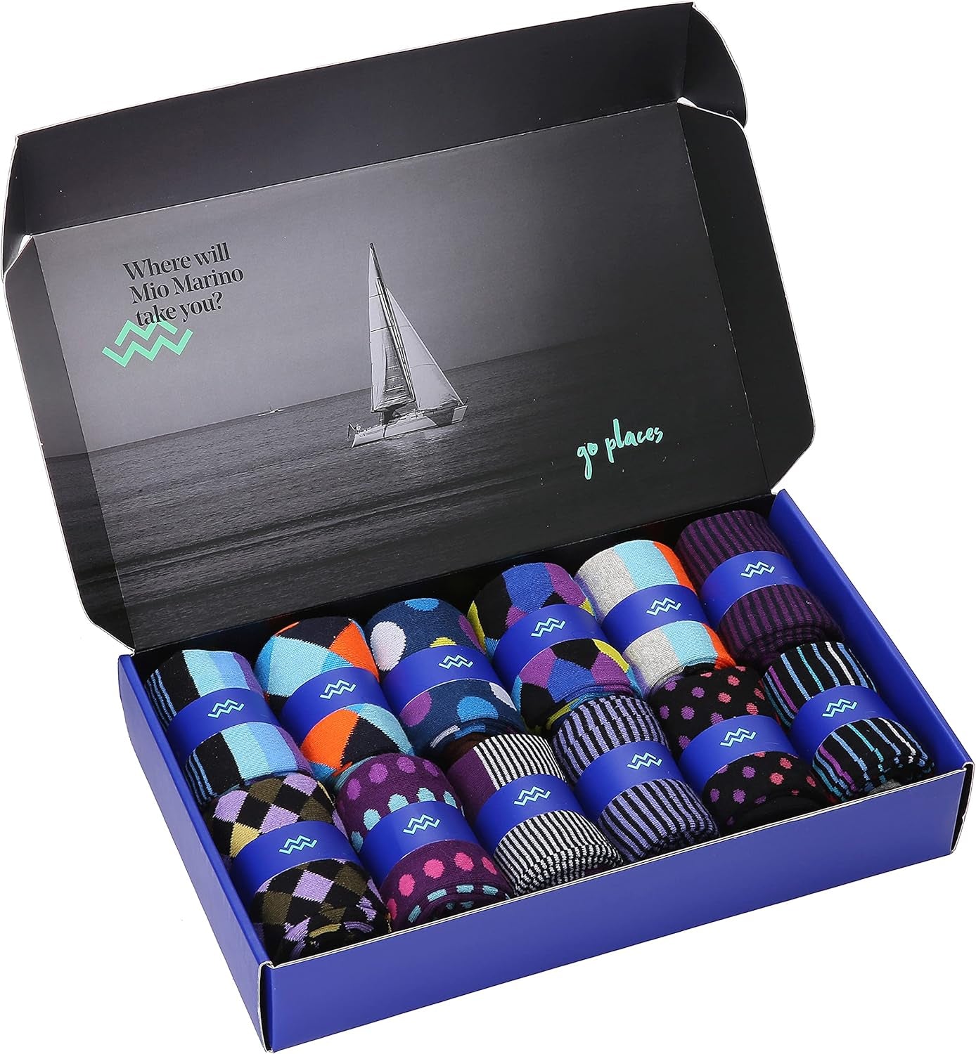 Marino Men'S Dress Socks - Colorful Funky Socks for Men - Cotton Fashion Patterned Socks - 12 Pack