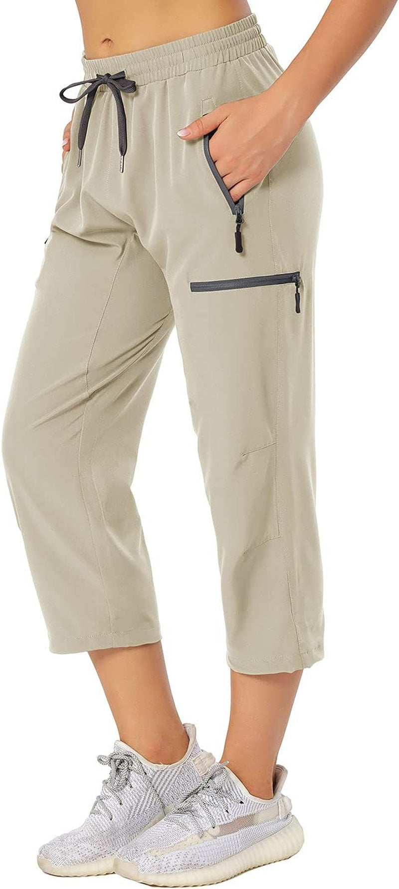 Womens Golf Workout Outdoor Lightweight Quick Dry Cargo Hiking Golf Capri Pants