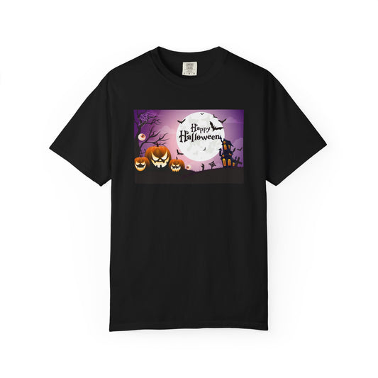 Halloween Unisex Garment-Dyed T-Shirt, Spooky Tee, Fall Apparel, Pumpkin Shirt, October Festive Clothing, Perfect for Halloween Parties