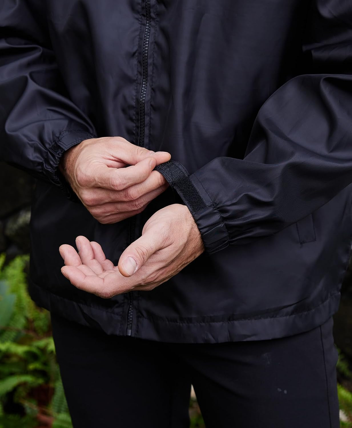 Mens Lightweight Windbreaker Waterproof Rain Jacket with Removable Hood