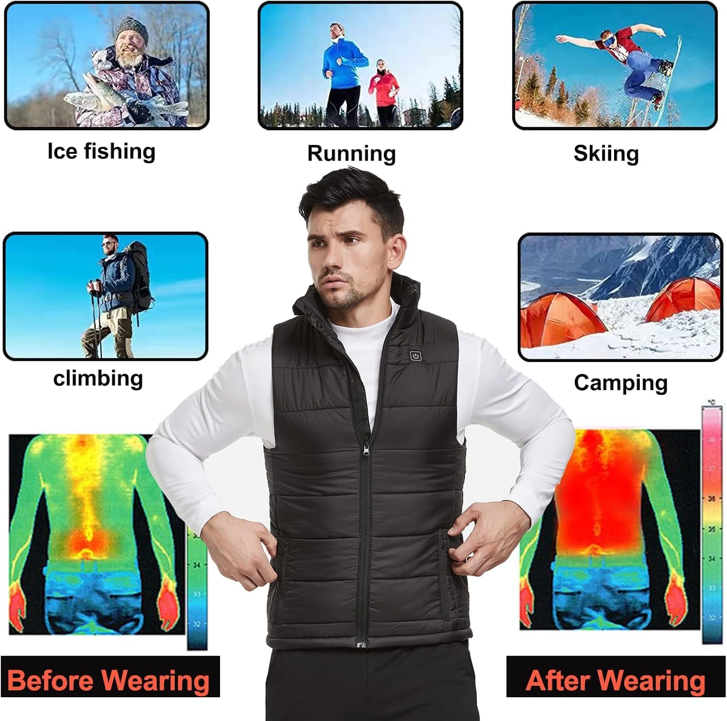 Heated Vest for Men and Boys,7.4V Battery Pack Adjustable Electric Warm Lightweight Hunting Jacket