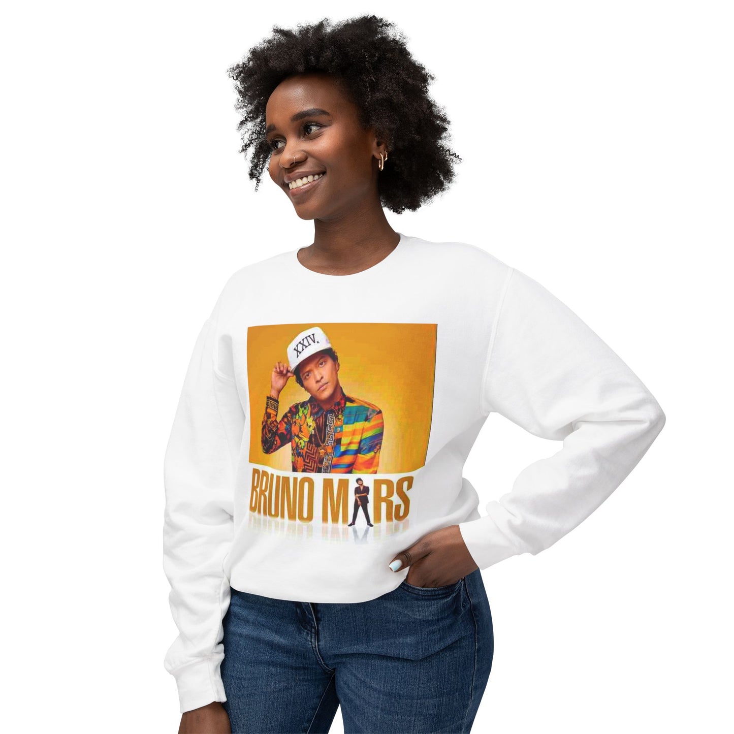 Bruno Mars Inspired Unisex Lightweight Crewneck Sweatshirt - Music Lover Gift, Casual Wear, Concert Outfit, Fan Merchandise, Trendy Apparel