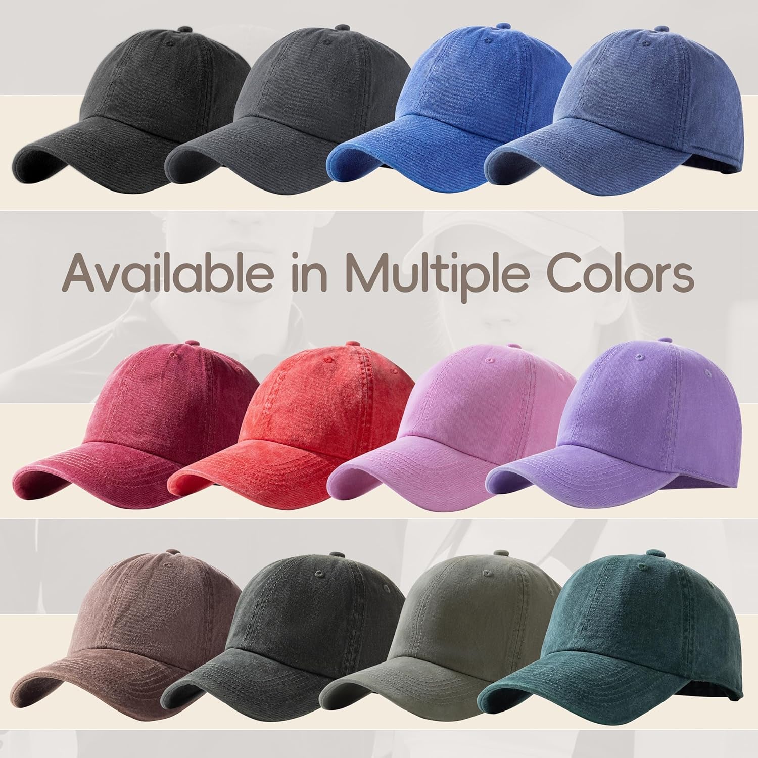 2 Pack Baseball Caps Golf Dad Hats,Ajustable Vintage Washed Cotton Ball Cap for Men Women