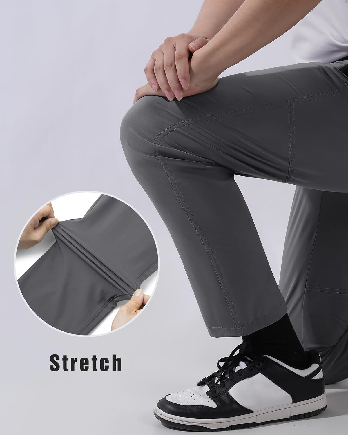 Men'S Running Pants Lightweight Quick Dry Hiking Jogger Sweatpants Zipper Pockets