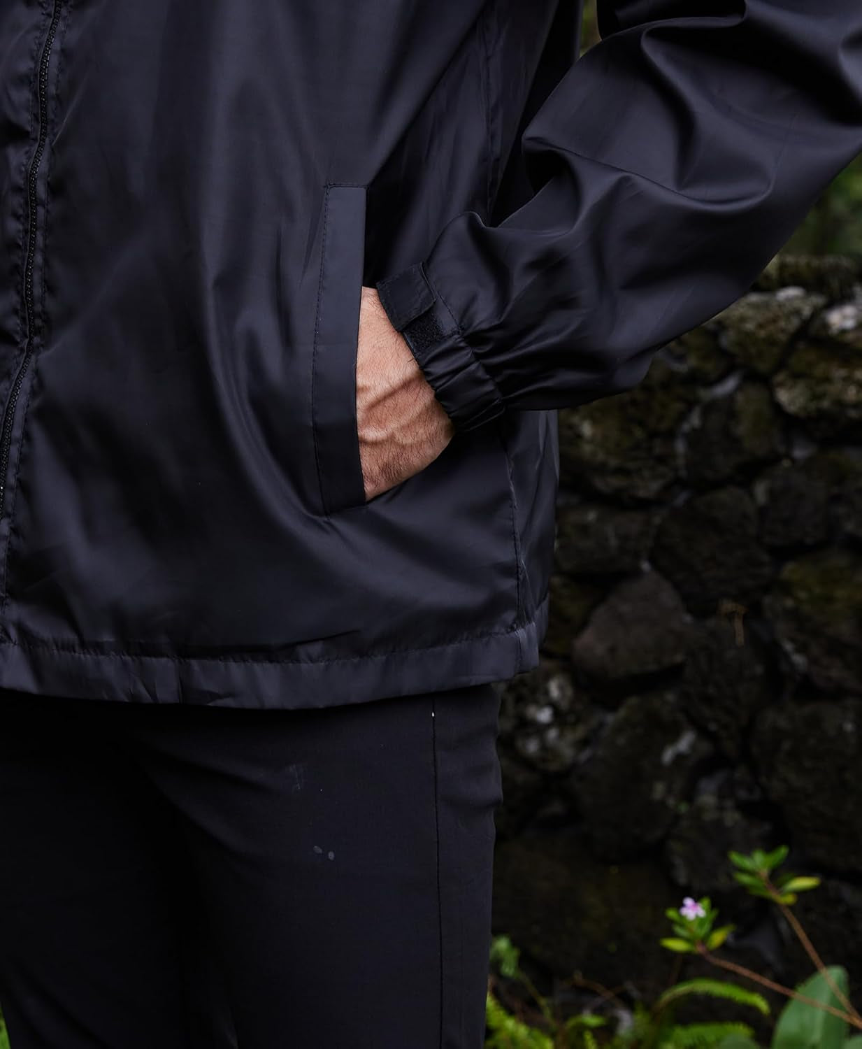 Mens Lightweight Windbreaker Waterproof Rain Jacket with Removable Hood