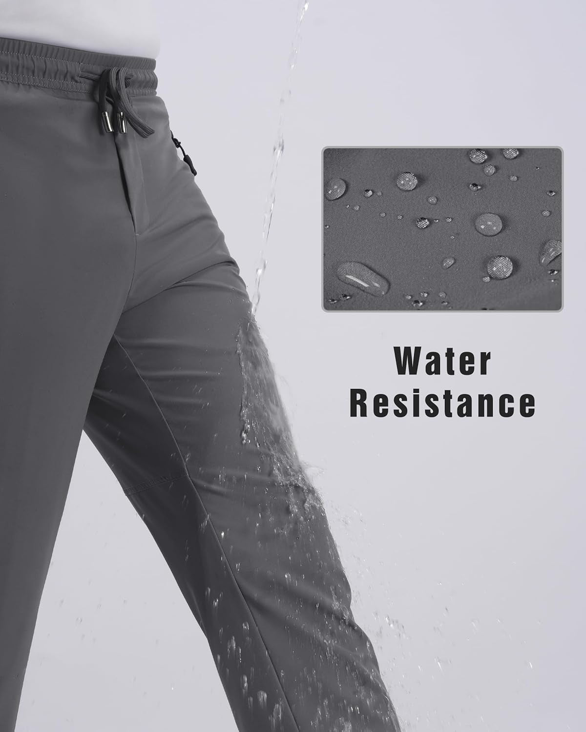 Men'S Running Pants Lightweight Quick Dry Hiking Jogger Sweatpants Zipper Pockets
