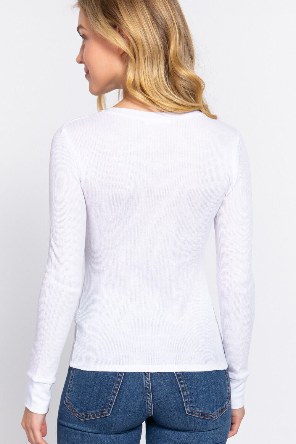 Womens Henley Warm Soft Thermal Top Button T-Shirt Waffle Knit Layering