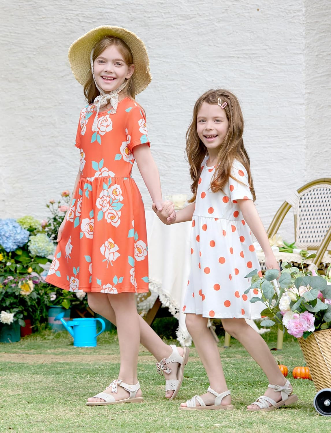 Toddler Girl Floral Skater Multipack Dresses 3-Pack Polka Dots Short Sleeve Priness A-Line Dress