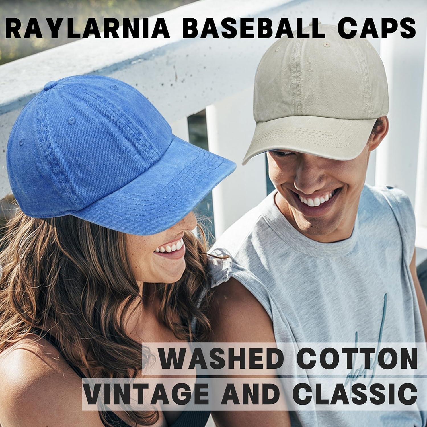 2 Pack Baseball Caps Golf Dad Hats,Ajustable Vintage Washed Cotton Ball Cap for Men Women