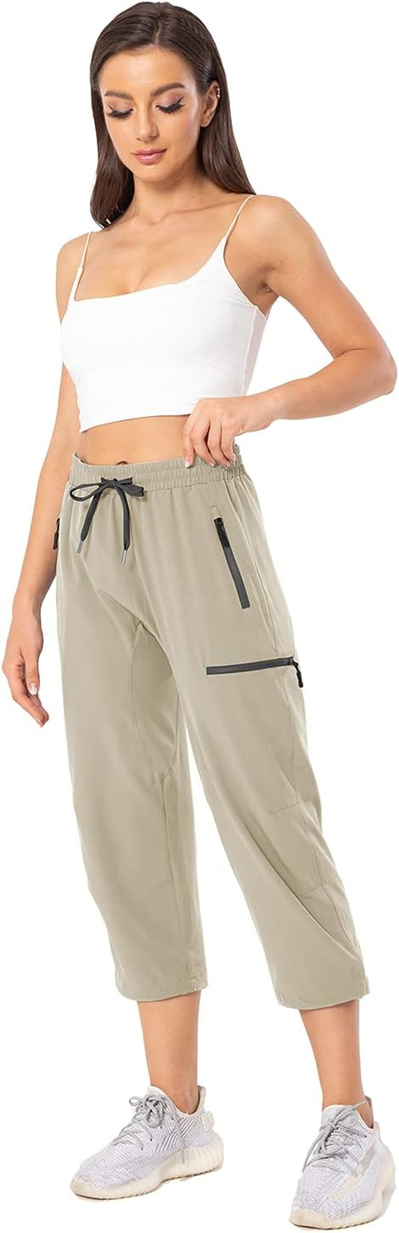 Womens Golf Workout Outdoor Lightweight Quick Dry Cargo Hiking Golf Capri Pants