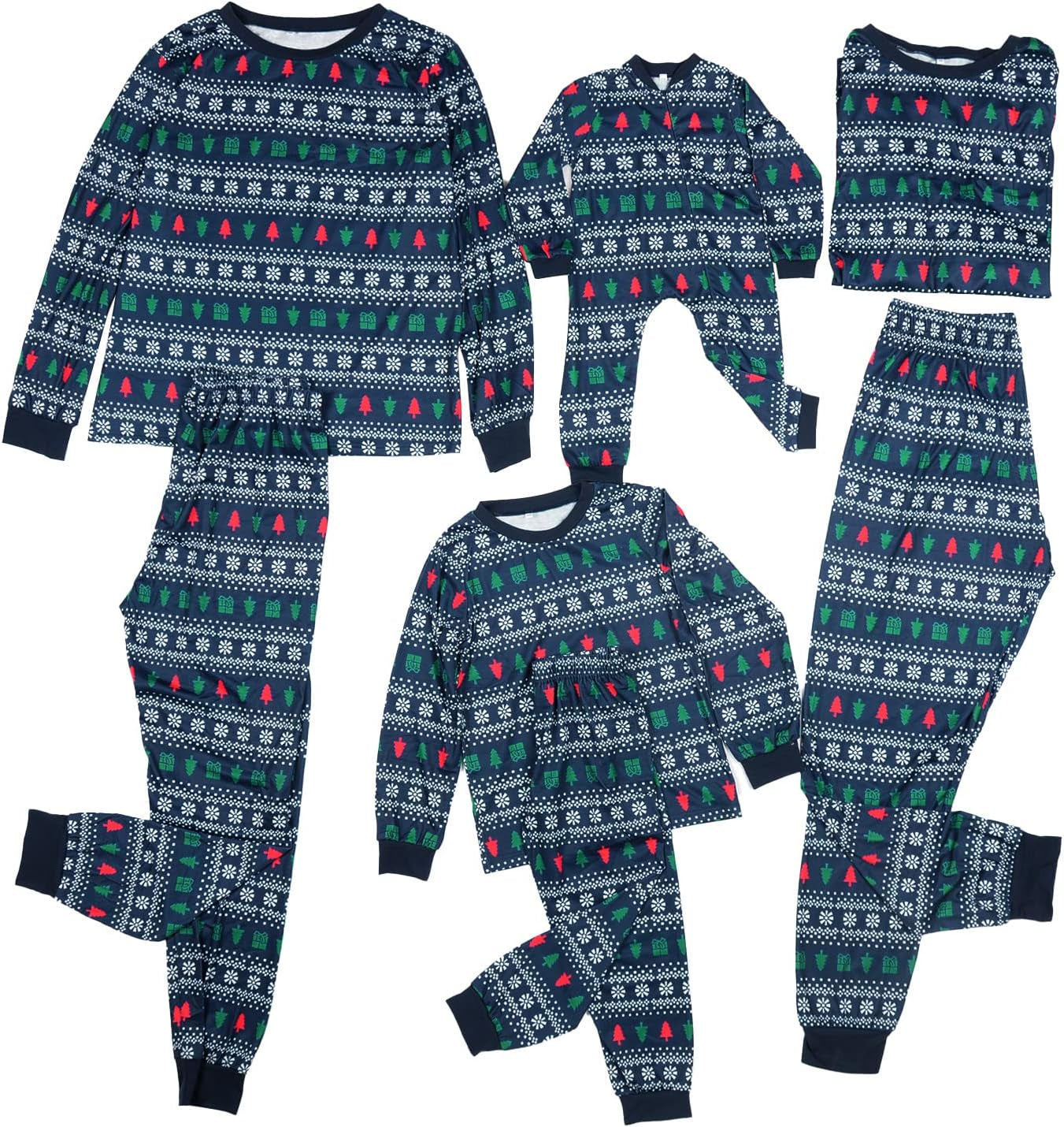 Christmas Pajamas for Family, Matching Family Christmas Pjs Sets Red Elk Tree Printed Top Sleepwear