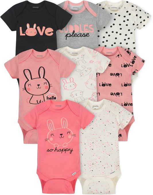 Baby-Girls 8-Pack Short Sleeve Mix & Match Bodysuits
