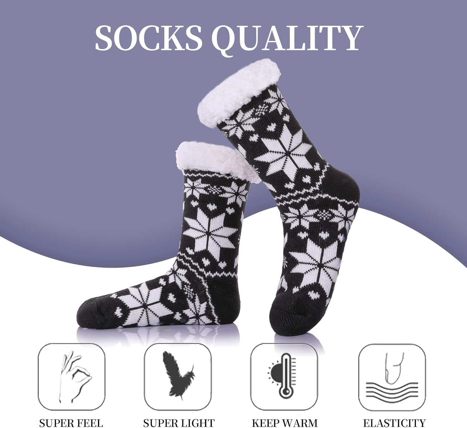 Slipper Socks for Women with Grippers, Winter Warm Fuzzy Indoor Christmas Gifts Socks