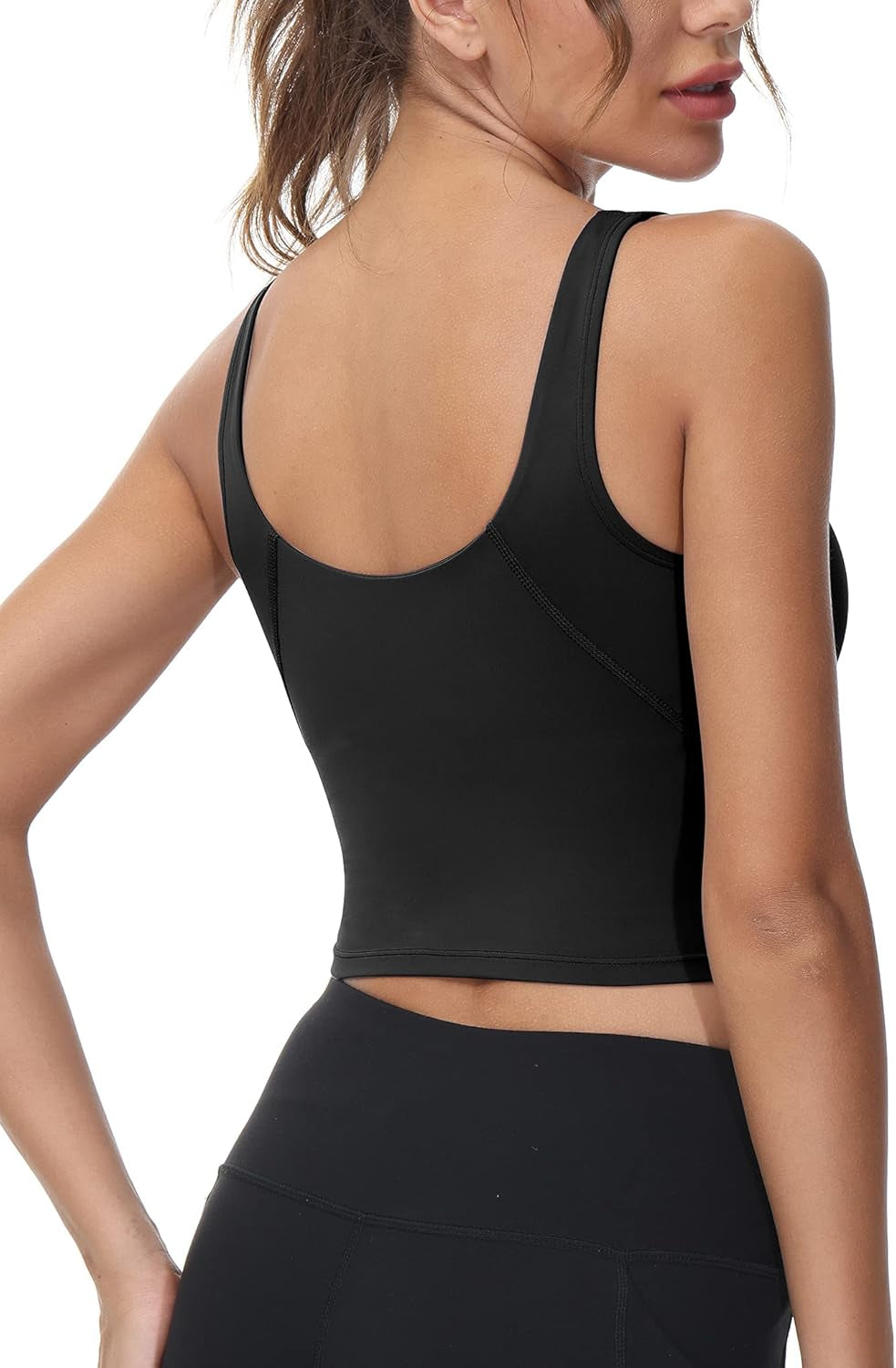 Workout Tank Tops for Women Padded Cropped Tank Top Summer Yoga Casual Tank Top Longline Sports Bra