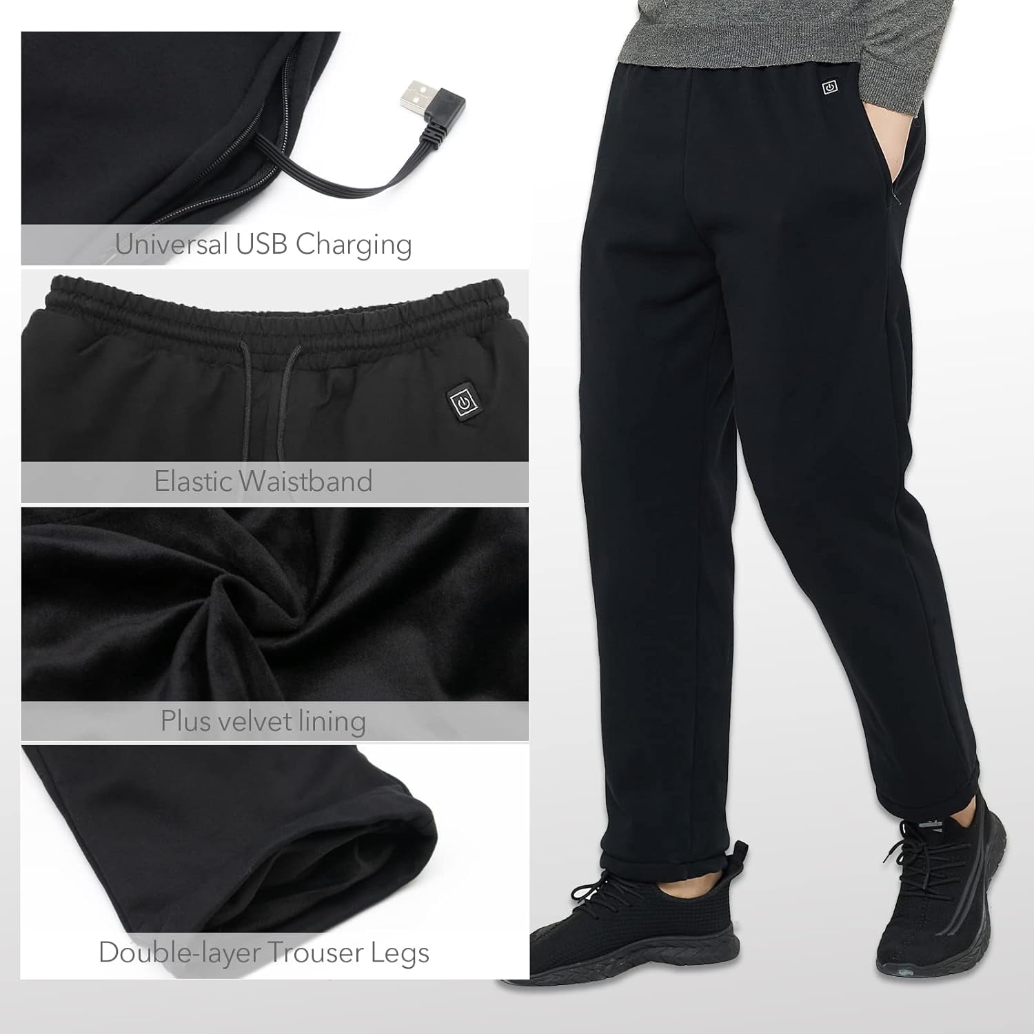 Heated Pants,Usb 5V Heating Pants for Men Women Outdoor Winter Heating Trouser,8 Heating Zone,Battery Not Included