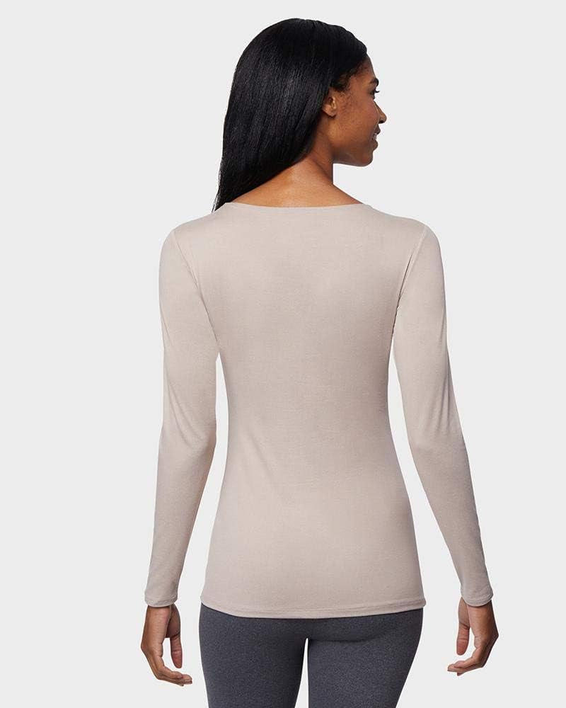 Heat Womens Lightweight Thermal Baselayer Long Sleeve Scoop Top, Eggplant
