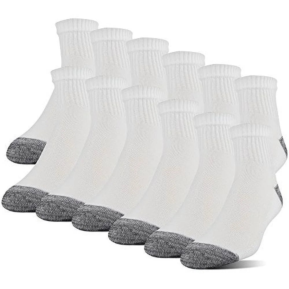 Men'S Adult Half Cushion Terry Foot Bed Crew Casual Socks, OS One Size, 12-Pack