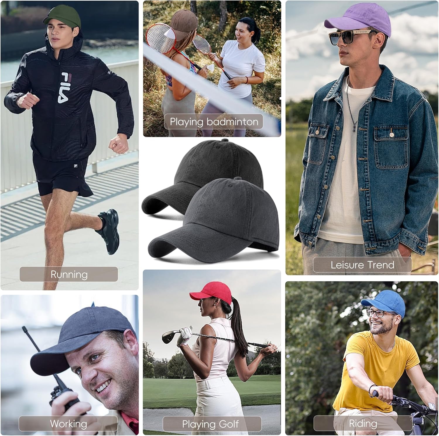 2 Pack Baseball Caps Golf Dad Hats,Ajustable Vintage Washed Cotton Ball Cap for Men Women