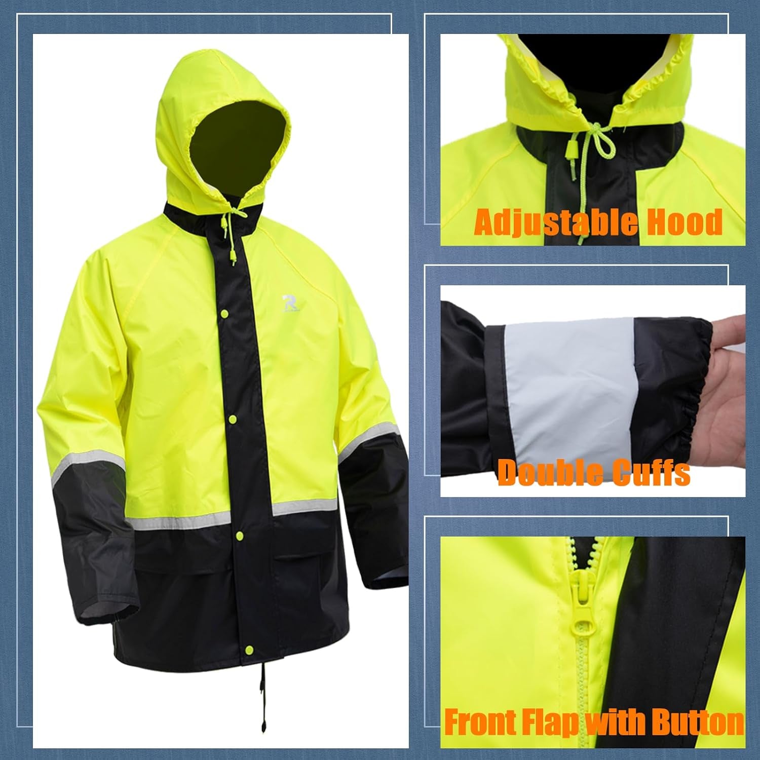 Waterproof Breathable Suits for Men - Durable Oxford Rain Jacket Coat with Pants