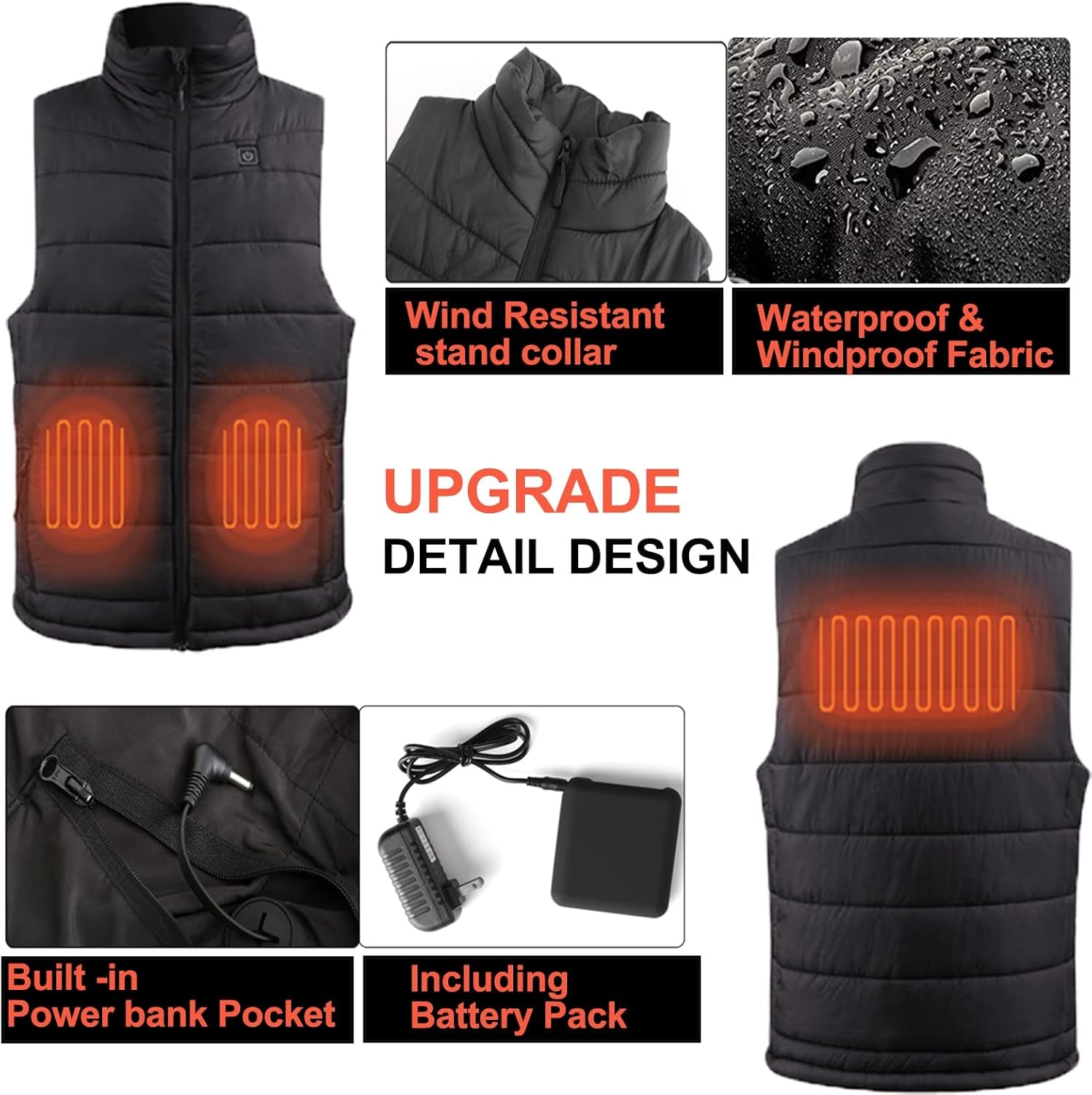 Heated Vest for Men and Boys,7.4V Battery Pack Adjustable Electric Warm Lightweight Hunting Jacket