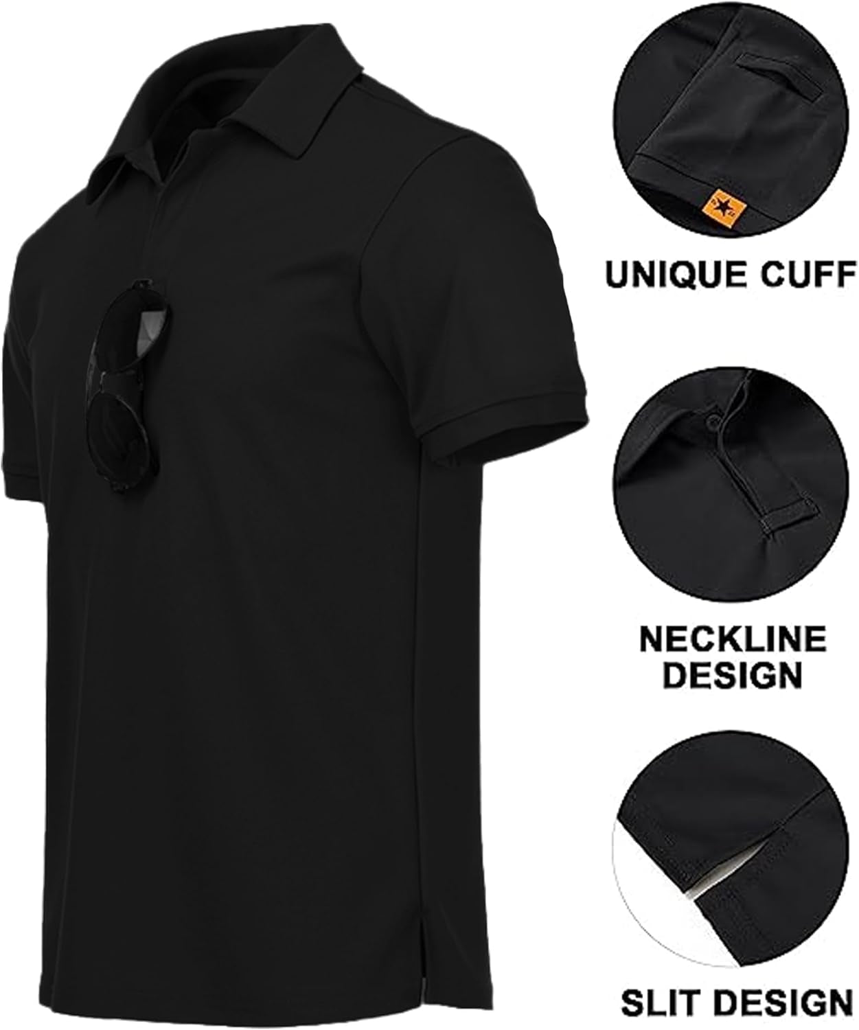 Black Polo Shirts for Men Golf Shirts Short Sleeve Collared Casual Stylish Shirts 3XL