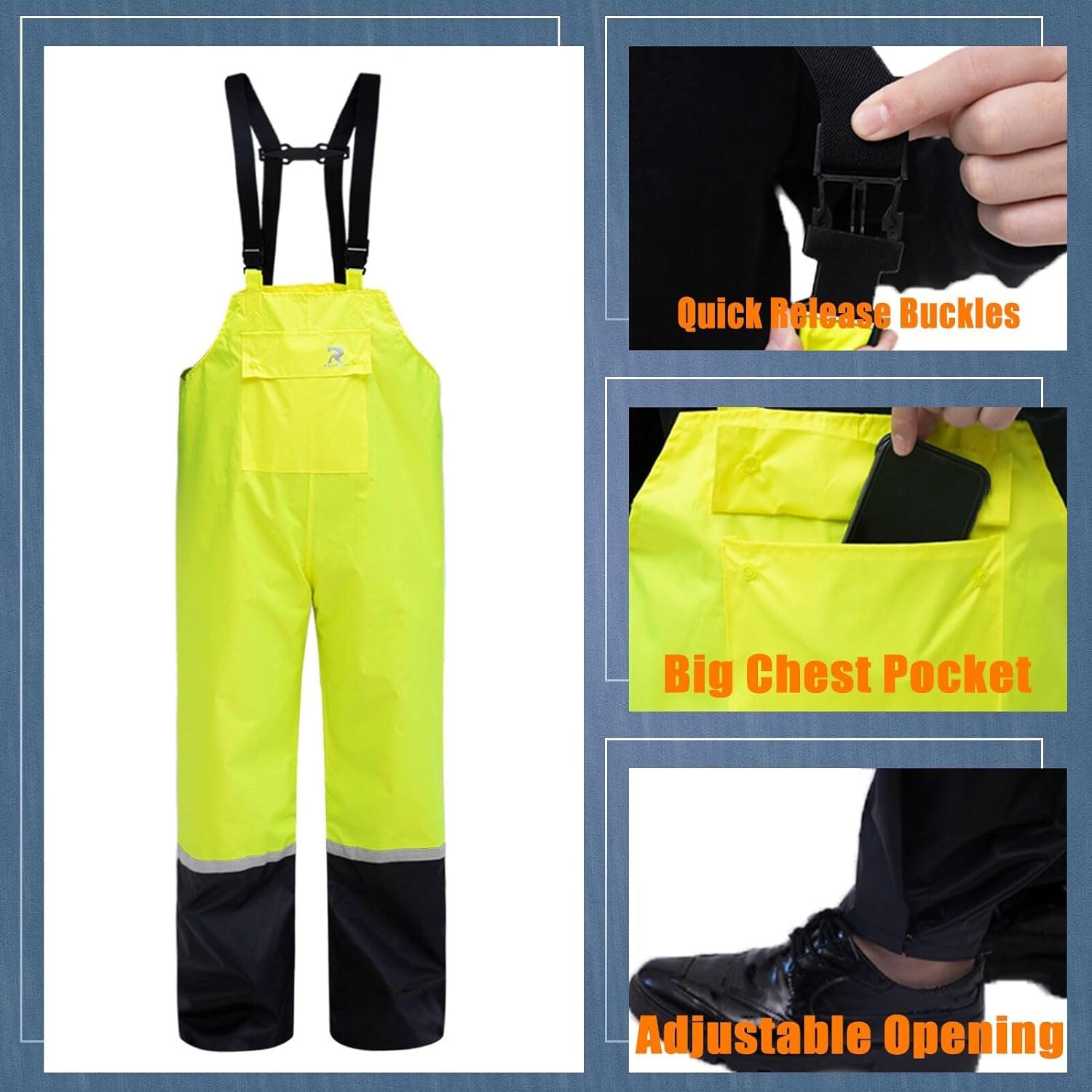 Waterproof Breathable Suits for Men - Durable Oxford Rain Jacket Coat with Pants