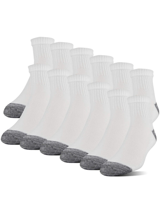 Men'S Adult Half Cushion Terry Foot Bed Crew Casual Socks, OS One Size, 12-Pack