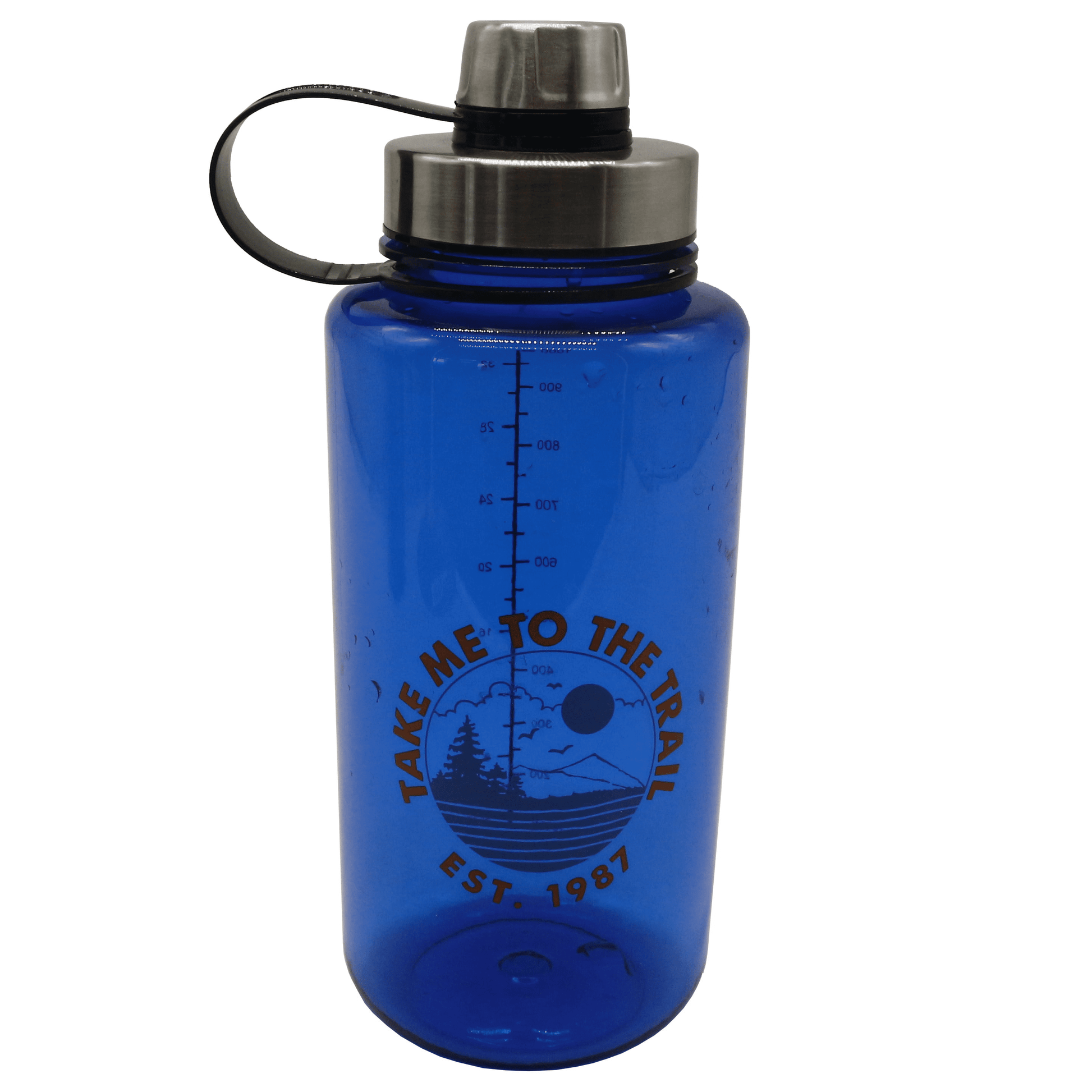 32 Oz Blue Plastic Water Bottle with Wide Mouth and Flip-Top Lid