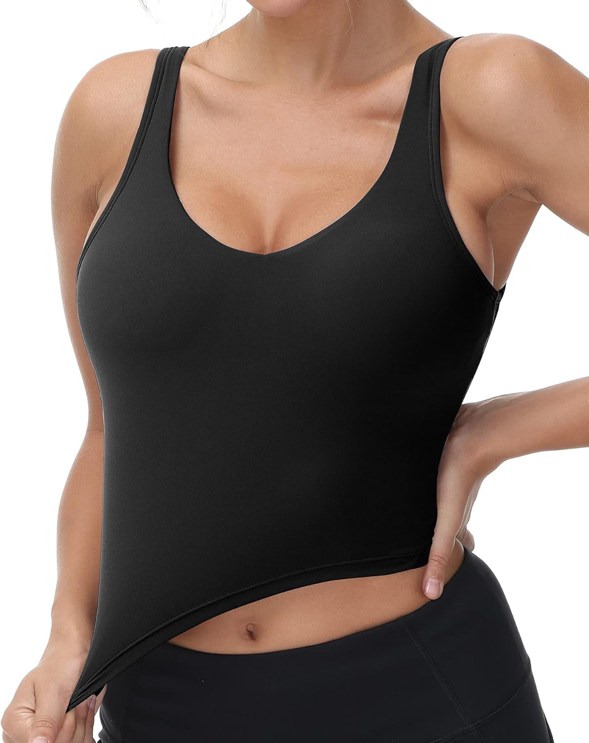 Workout Tank Tops for Women Padded Cropped Tank Top Summer Yoga Casual Tank Top Longline Sports Bra