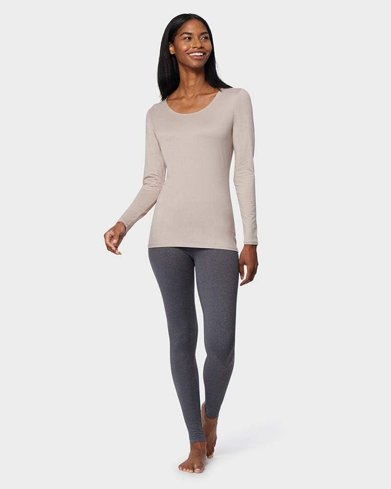 Heat Womens Lightweight Thermal Baselayer Long Sleeve Scoop Top, Eggplant