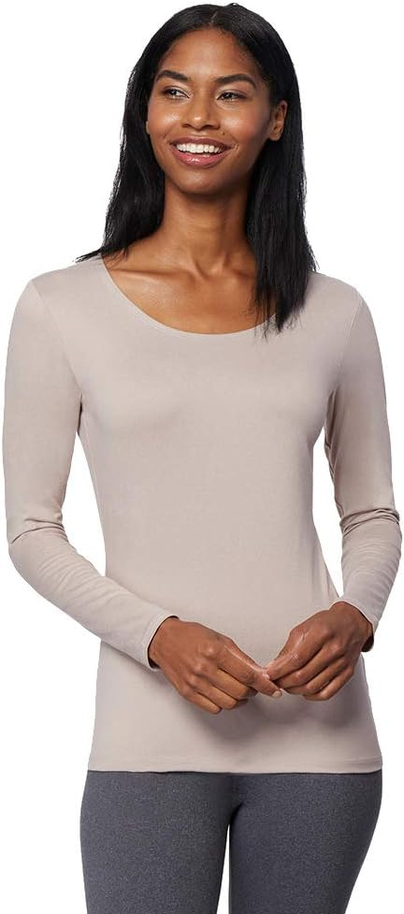 Heat Womens Lightweight Thermal Baselayer Long Sleeve Scoop Top, Eggplant