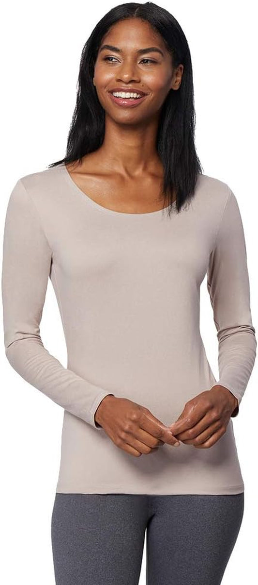 Heat Womens Lightweight Thermal Baselayer Long Sleeve Scoop Top, Eggplant