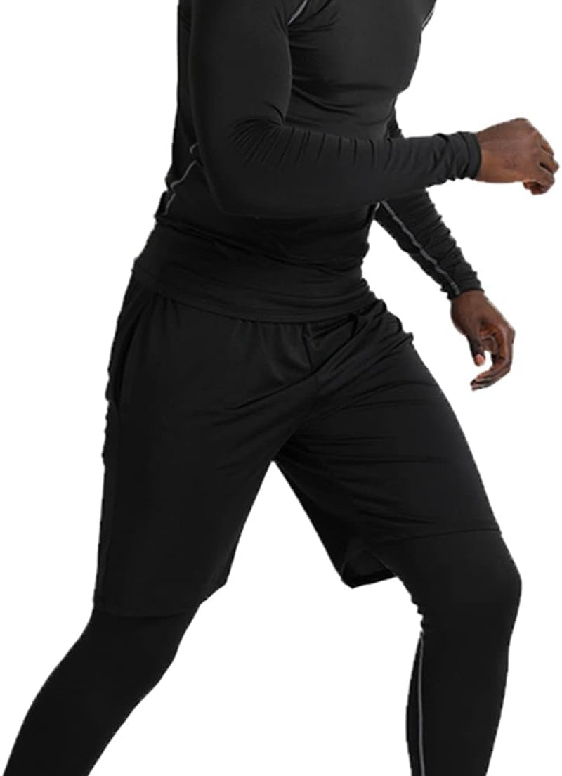 5Pcs Men'S Compression Pants Shirt Top Long Sleeve Jacket Athletic Sets Gym Clothing Mens Workout