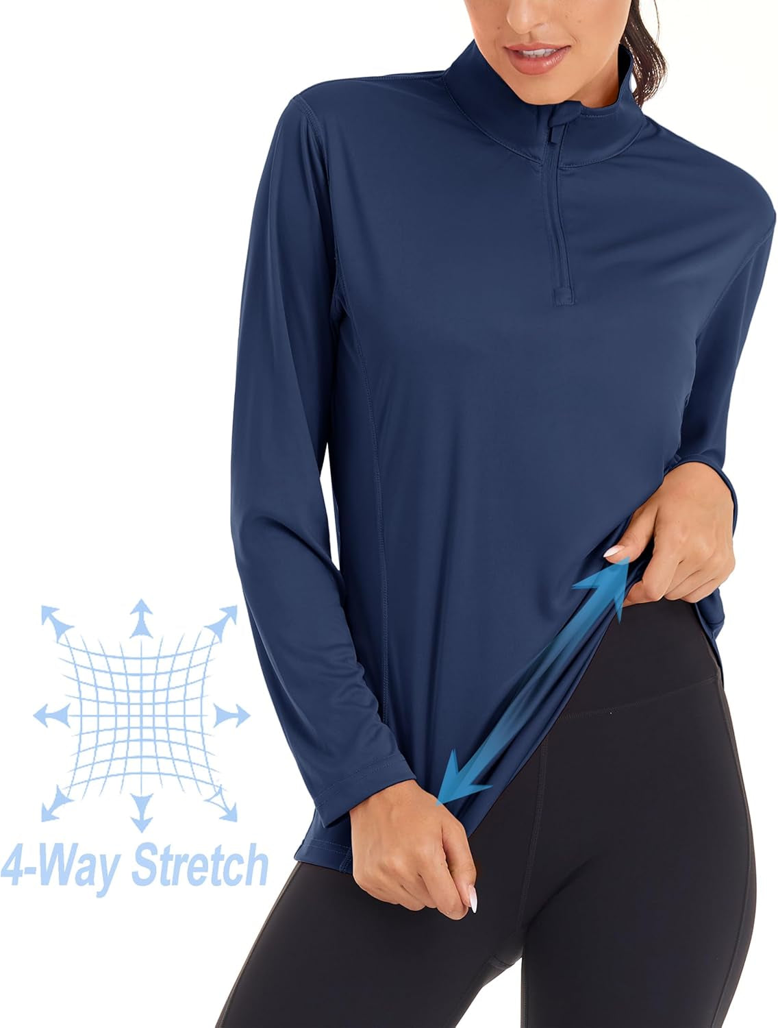 Women'S Shirts Long Sleeve 1/4 Zip UPF50+ UV Sun Protection Quick Dry Workout Hiking Athletic Shirts Rash Guard
