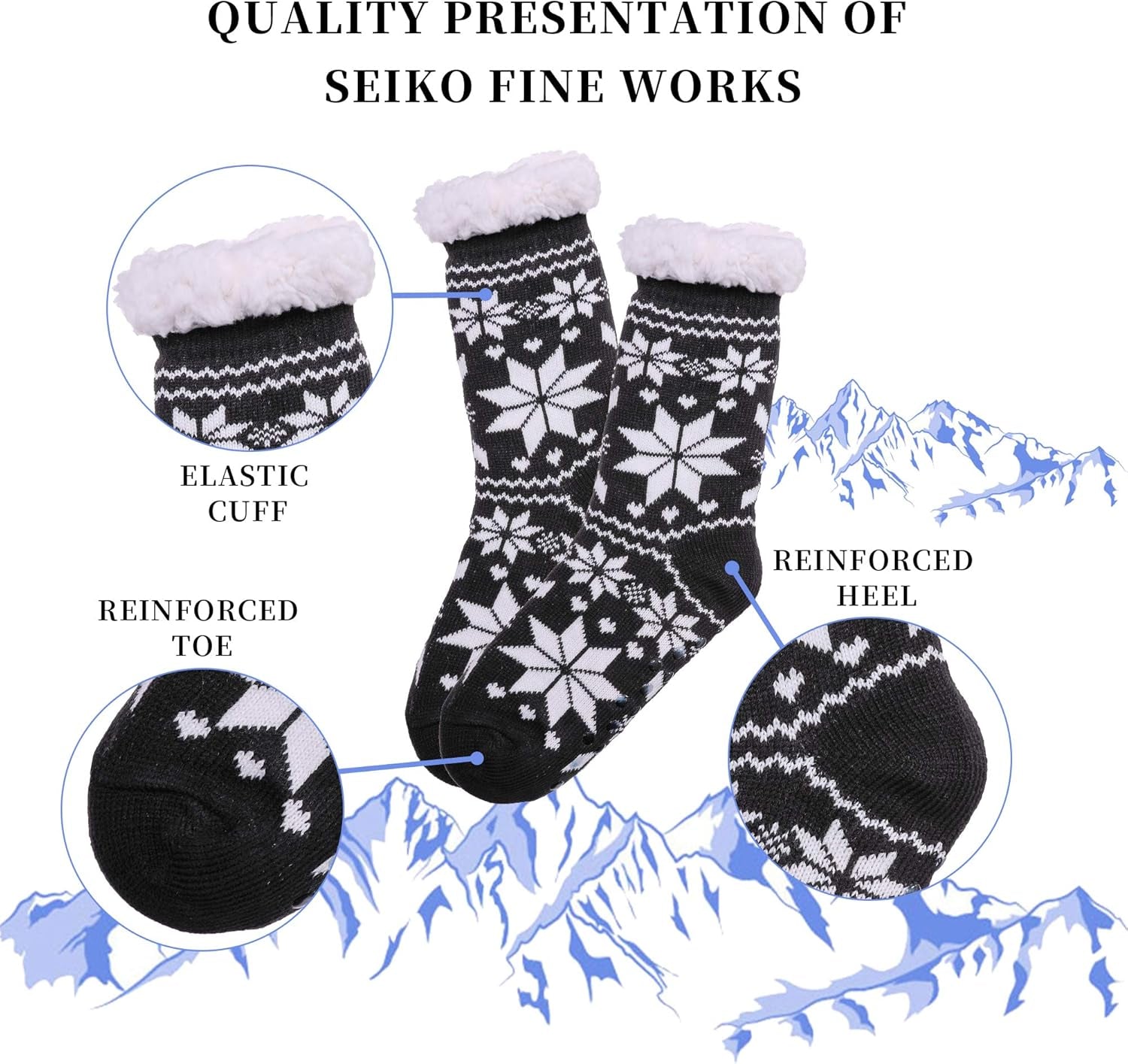 Slipper Socks for Women with Grippers, Winter Warm Fuzzy Indoor Christmas Gifts Socks