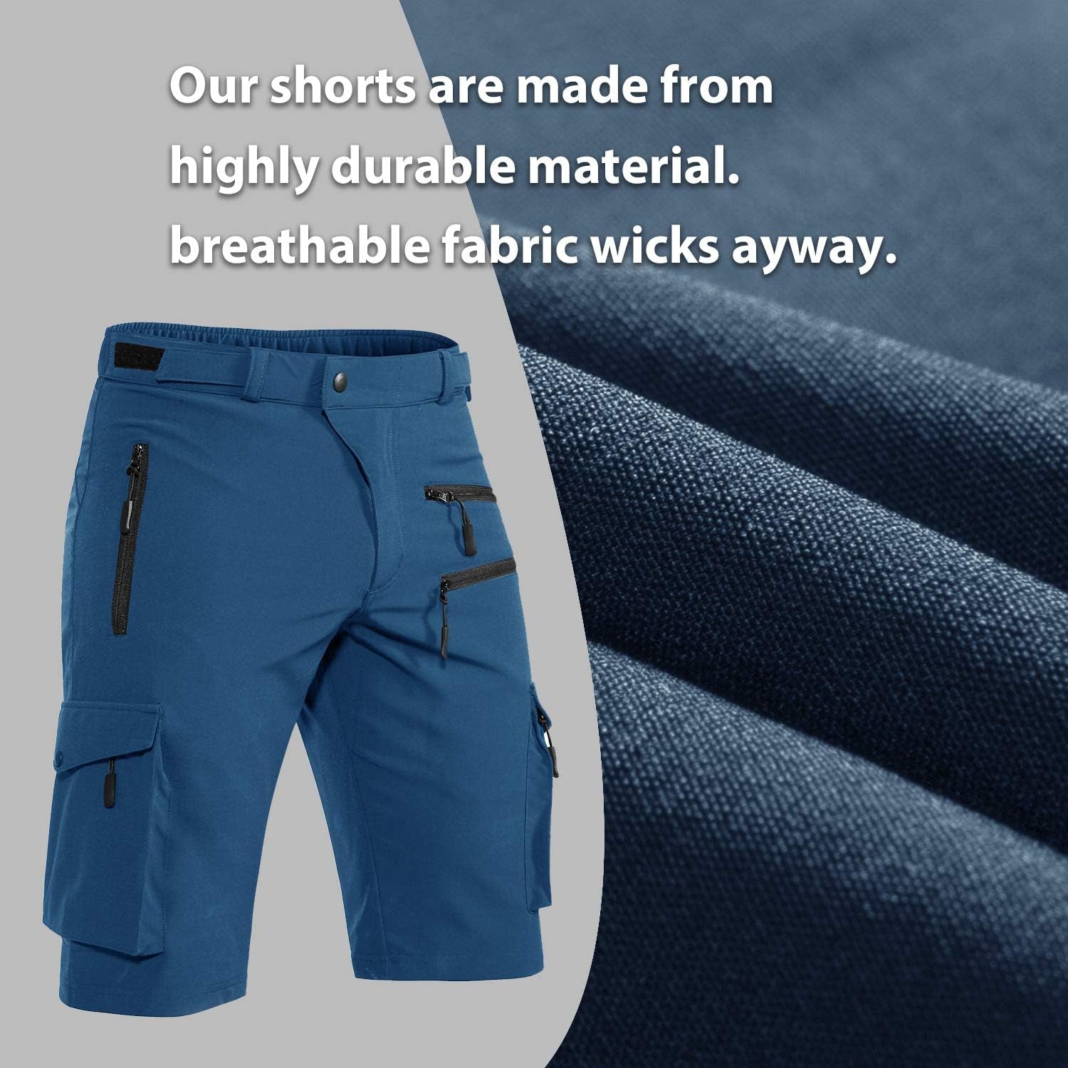 Men'S Mountain Bike Shorts Stretch Hiking Cargo Shorts Quick Dry with Zipper Pocket for Bicycle Cycling Casual Golf