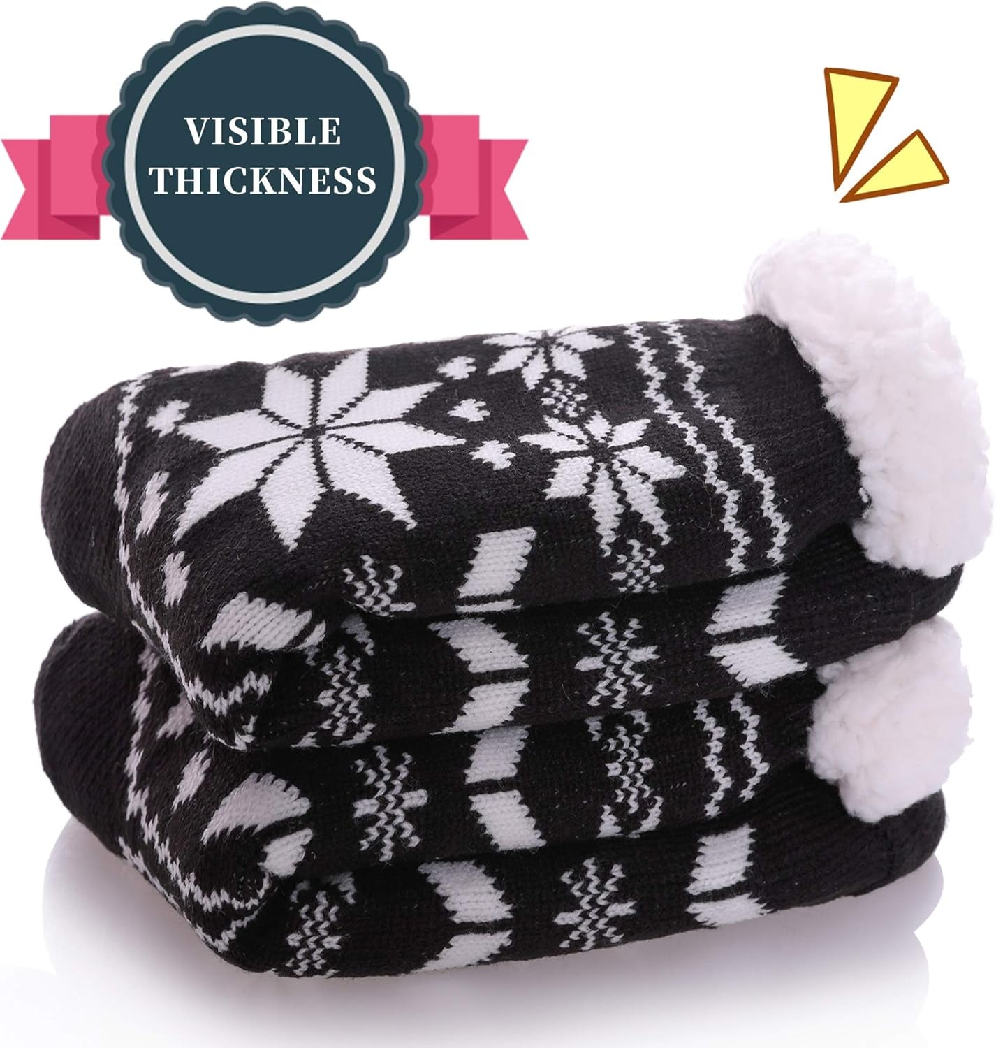 Slipper Socks for Women with Grippers, Winter Warm Fuzzy Indoor Christmas Gifts Socks