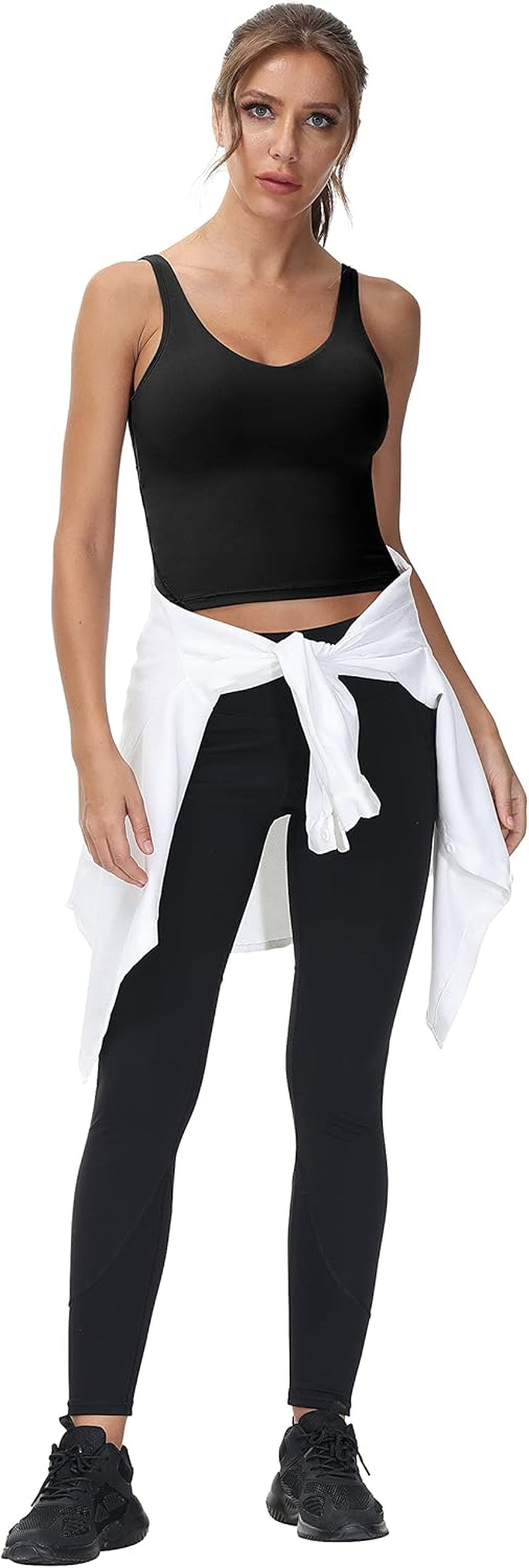 Workout Tank Tops for Women Padded Cropped Tank Top Summer Yoga Casual Tank Top Longline Sports Bra