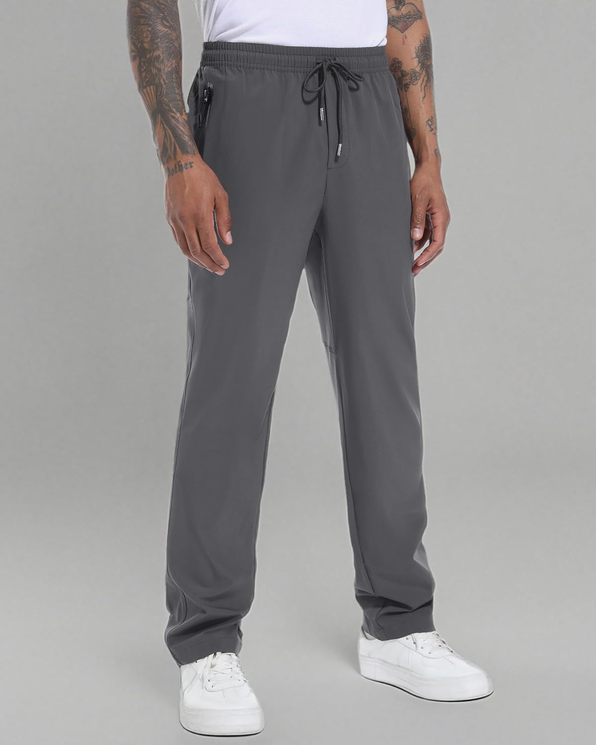 Men'S Running Pants Lightweight Quick Dry Hiking Jogger Sweatpants Zipper Pockets