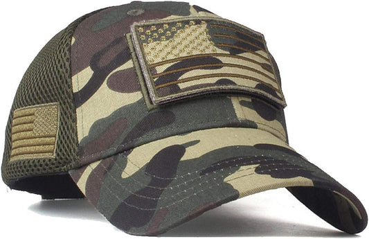 Camouflage Trucker Special Tactical Operator Forces USA Flag Patch Baseball Cap